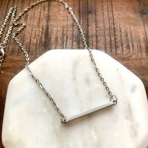 Silver Minimalist Dainty Bar Chain Necklace Womens Jewelry NEW
